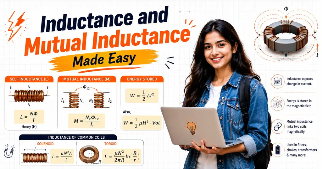 Inductance and Mutual Inductance explained with magnetic energy storage, self inductance and inducto