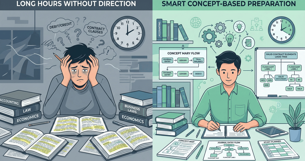 Difference between studying long hours and smart concept-based preparation for CA Foundation