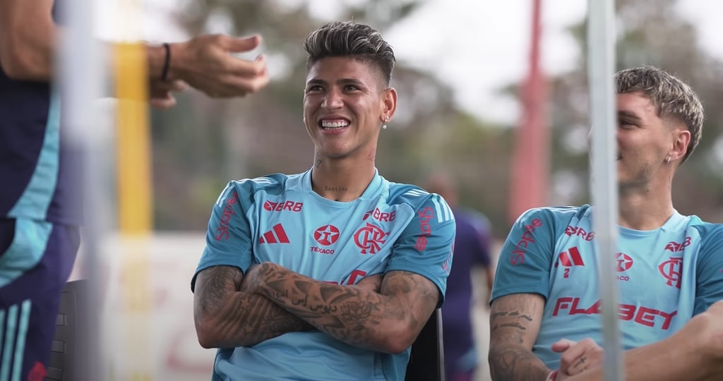 Carrascal em pausa descontraída no treino