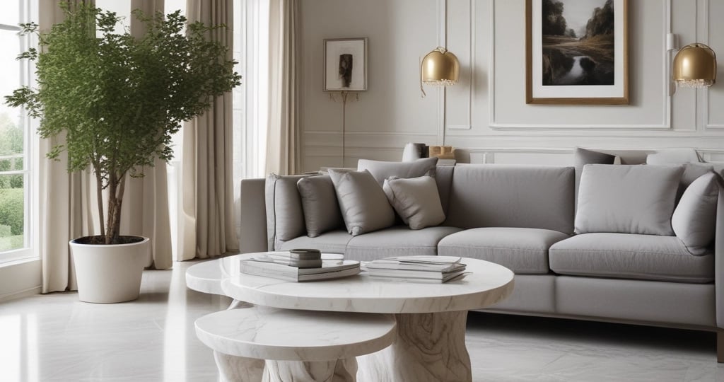 A modern office space with minimalistic design, featuring two office chairs, a sleek table, a storage cabinet, and a floor lamp. The room is decorated with light-colored curtains and has a polished concrete ceiling. The overall ambiance is professional and clean.