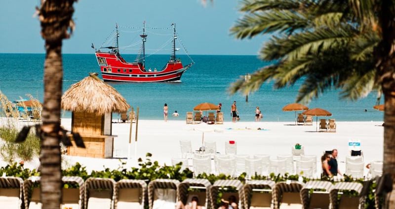 Clearwater beach with pirate ship cruise