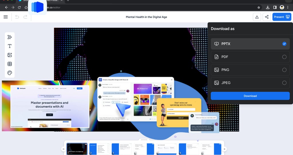 a webpage with different presentation template that support different text format