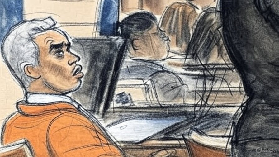 Grok AI image of Diddy Court Sketch