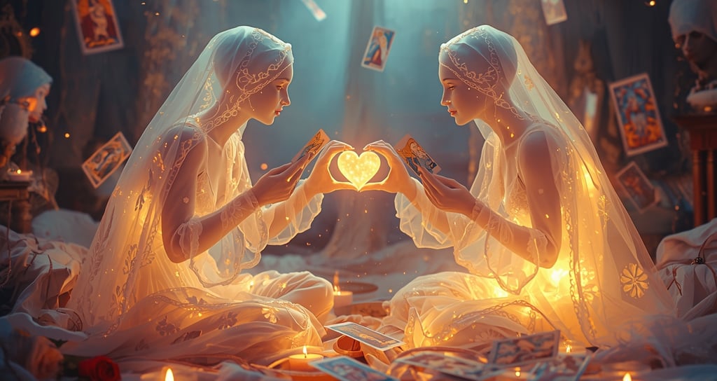 um casal de noivas de mãos dadas em uma cama