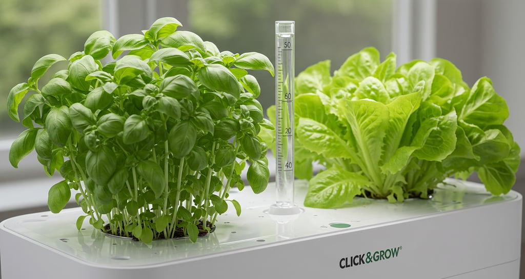 Click and Grow hydroponic basil lettuce herbs LED lights automated watering