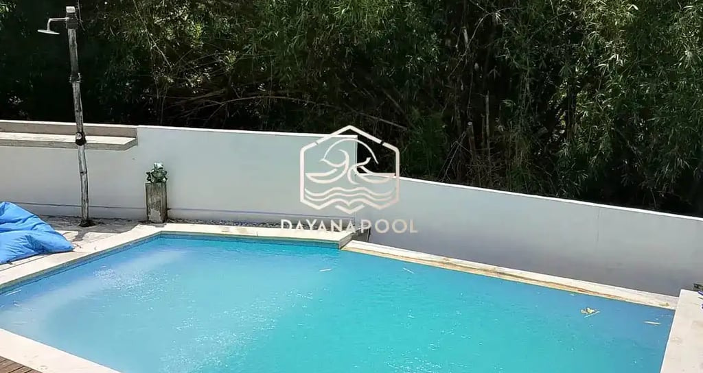 kolam renang minimalis dan jakuzzi yang menjadi satu.