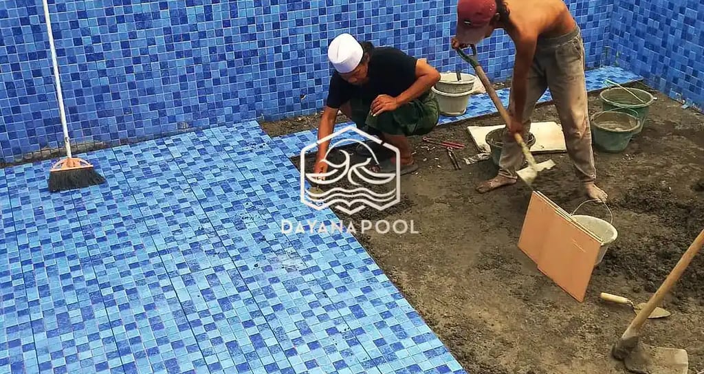 proses pengenatan kolam renang