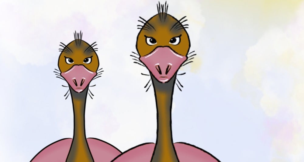 2 big birds from the bear rhymes little bear meets the voice in the cave