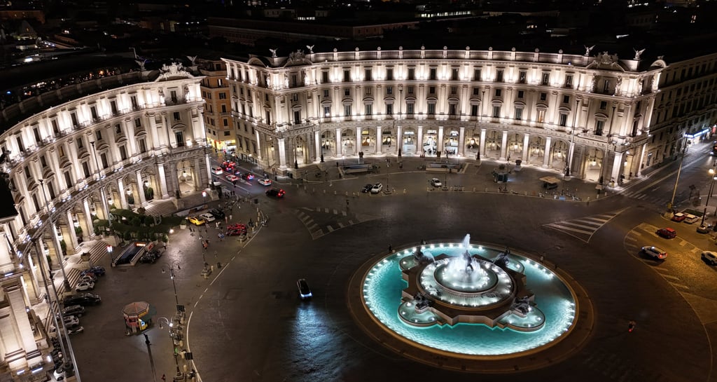 Piazza della Repubblica a Roma da drone 2025