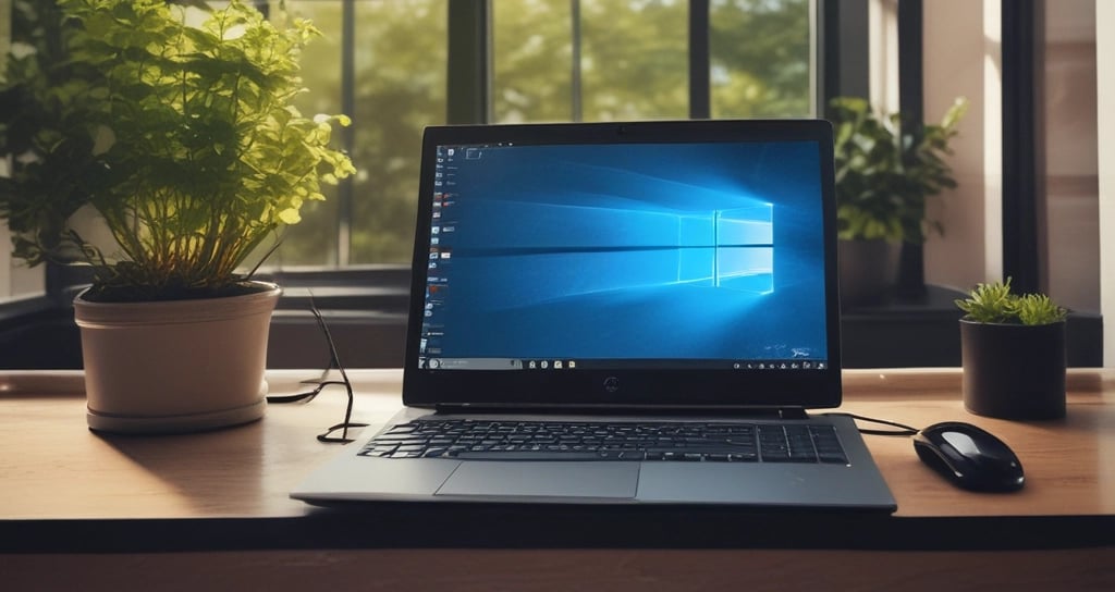 Technician installing a branded laptop in a modern office setup.