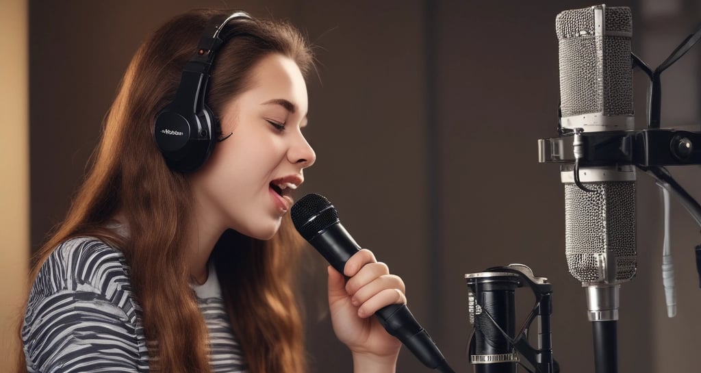 John Ray coaching a singer, both smiling, surrounded by blue and white studio decor.