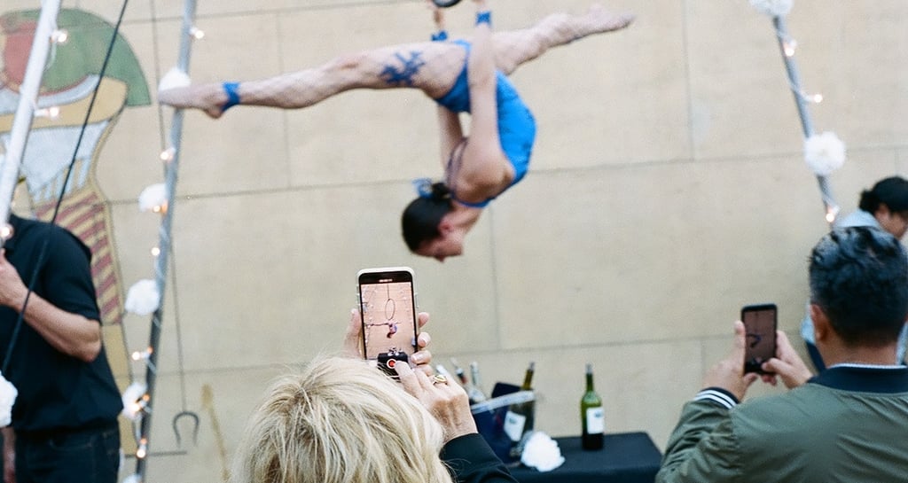 Laure Avon soars for Aerialogists as event guests take video memories from the Egyptian Theatre