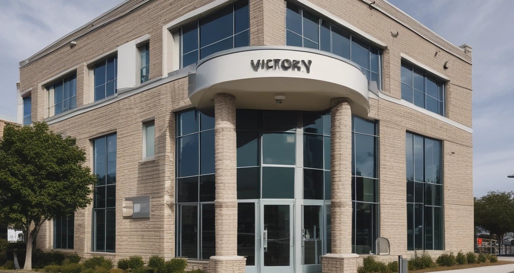 The exterior of Victory Healthcare Resources building with clear signage on a calm afternoon.