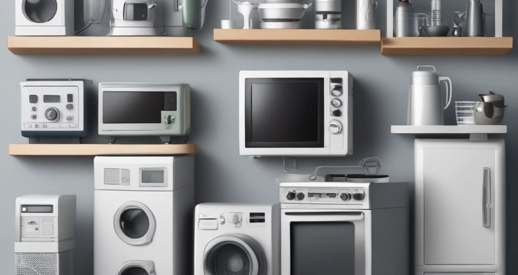 A close-up of colorful electronics neatly packed for shipping.