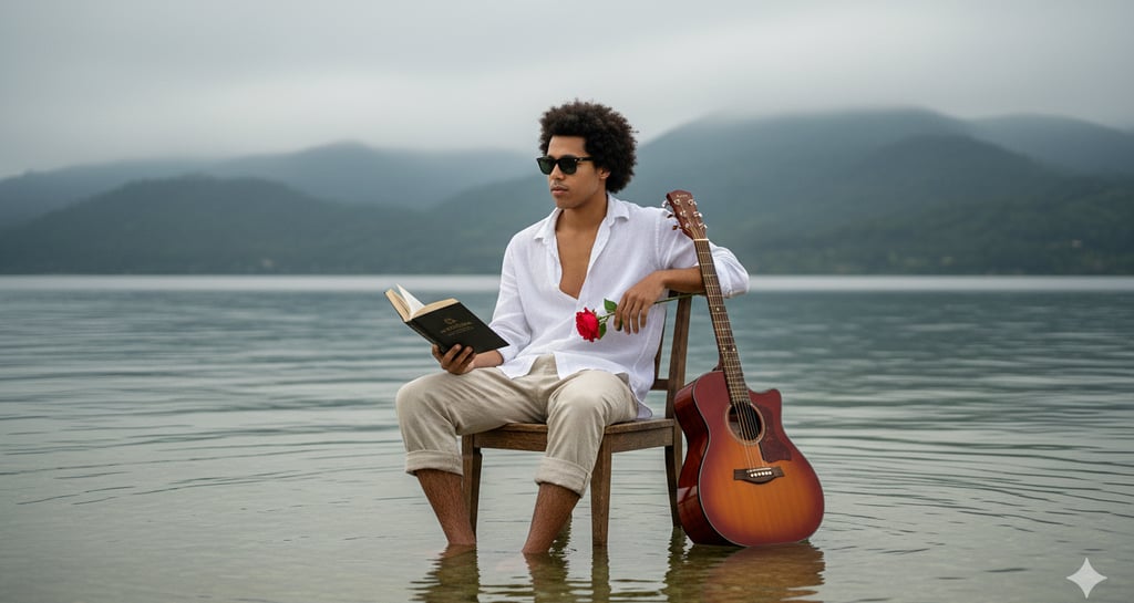 Moody Lake Portrait with Guitar
