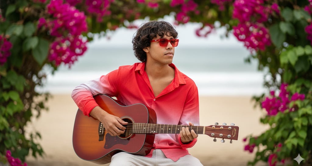 Floral Beachside Guitar Shot