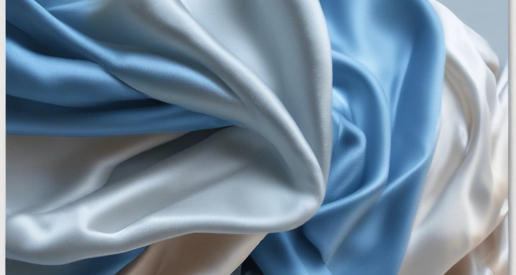 A serene outdoor scene featuring a pale pink handmade bag resting on a wooden bench surrounded by cherry blossoms.