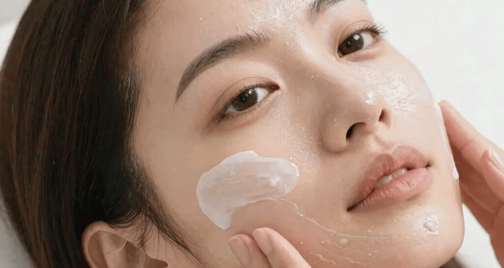 A serene treatment room with natural wooden accents and soft lighting.