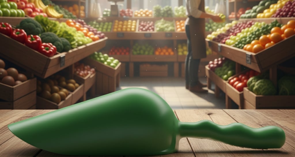 Green HACCP scoop for produce. Hygiene standard for fresh vegetable handling.