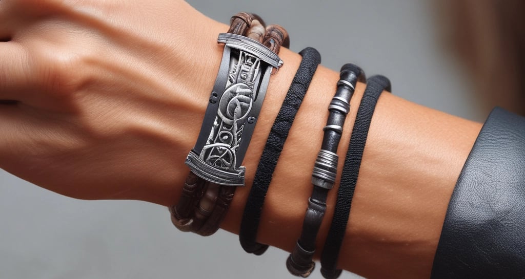 Luxury bracelet with interwoven silver and gold links, captured with dramatic lighting against a shadowy backdrop.