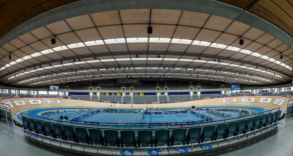 Fisheye lens photo of the London Velodrome