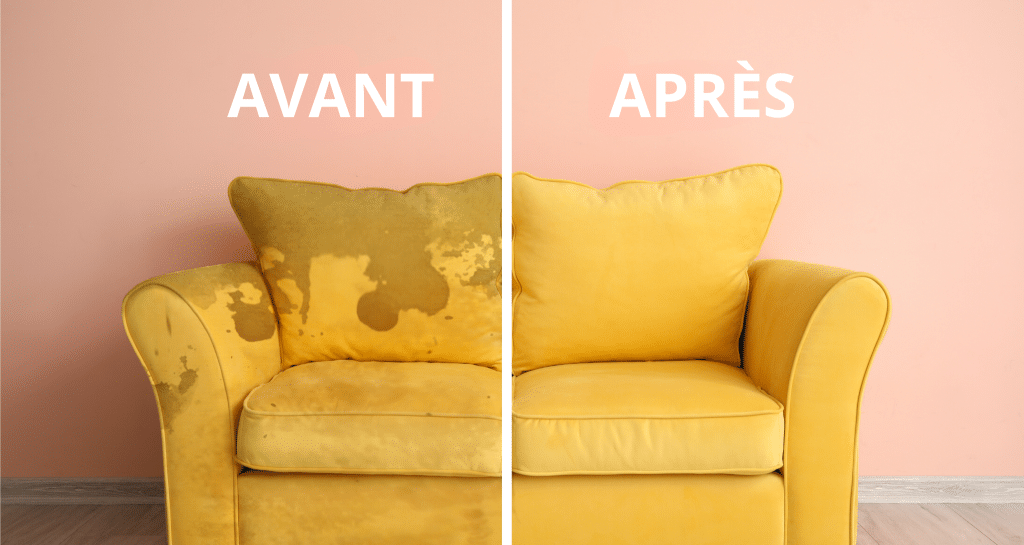 avant apres nettoyage canapé