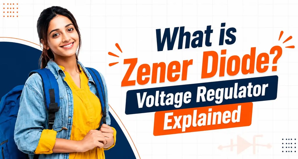 What is Zener Diode explained with voltage regulation, reverse breakdown and Zener voltage concepts.