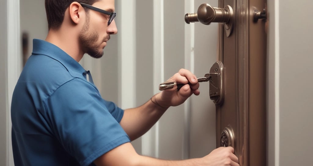 person holds door lever