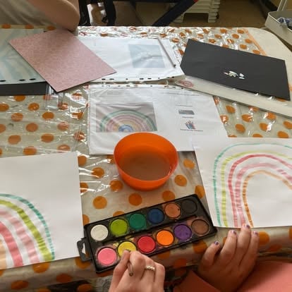 activité d'expression artistique : dessiner un arc en ciel