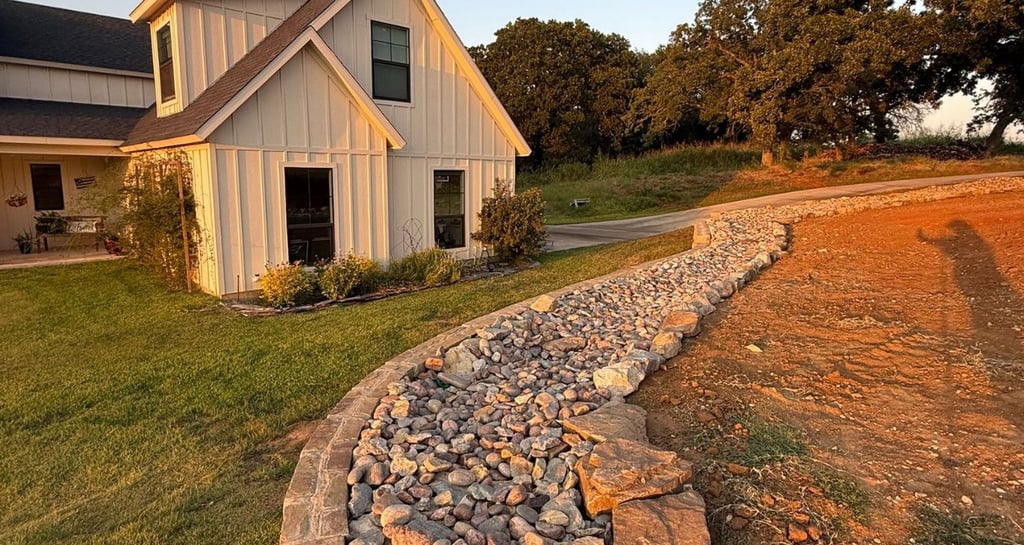 a stone drainage path