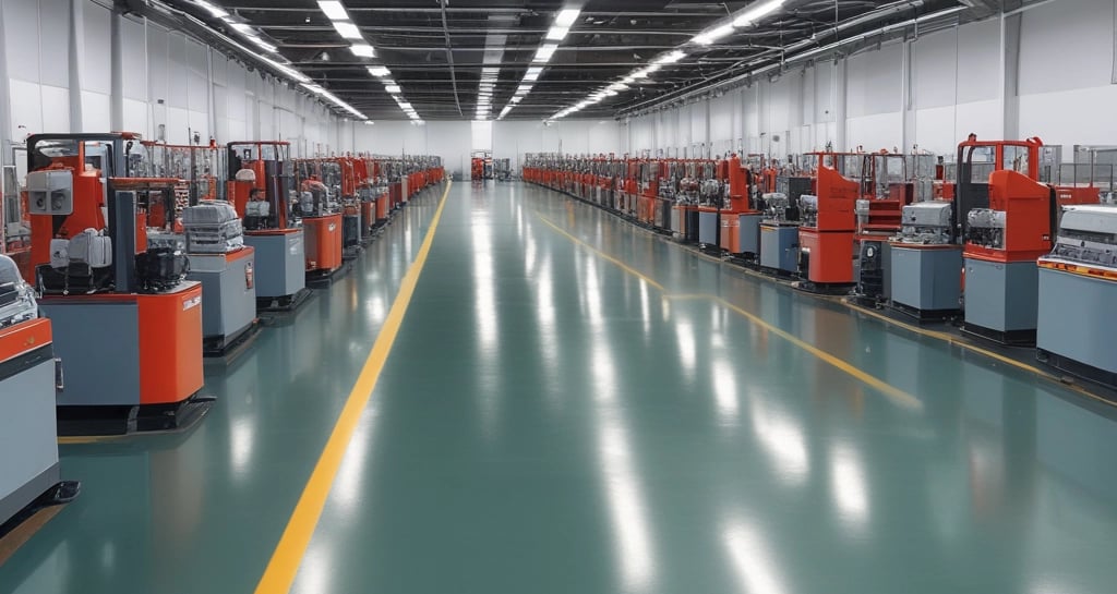 A person stands in front of large, industrial machinery with several cylindrical tanks. The machinery has a utilitarian design with visible pipes and valves. The person is wearing a red and black jacket, standing on a platform with railings.