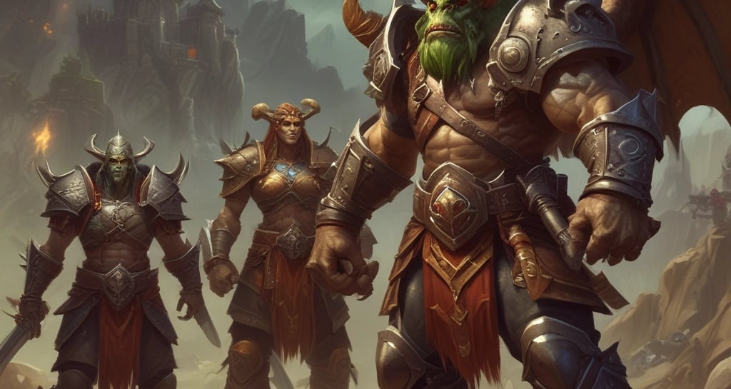 A mystical forest scene with glowing fairies and ancient trees under a twilight sky.