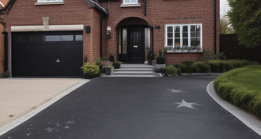 A freshly paved block driveway with clean lines and neat edging under soft daylight.