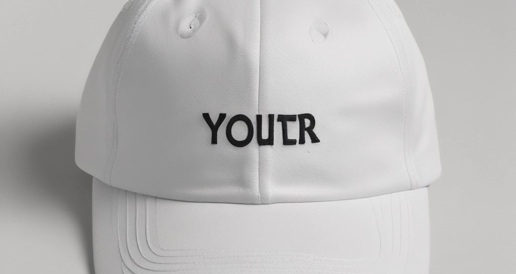 Close-up of a custom embroidered cap with a vibrant company logo.