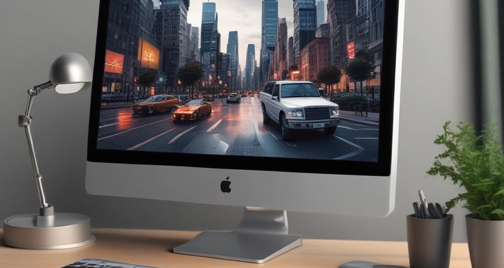 a desk with a laptop and a monitor screen