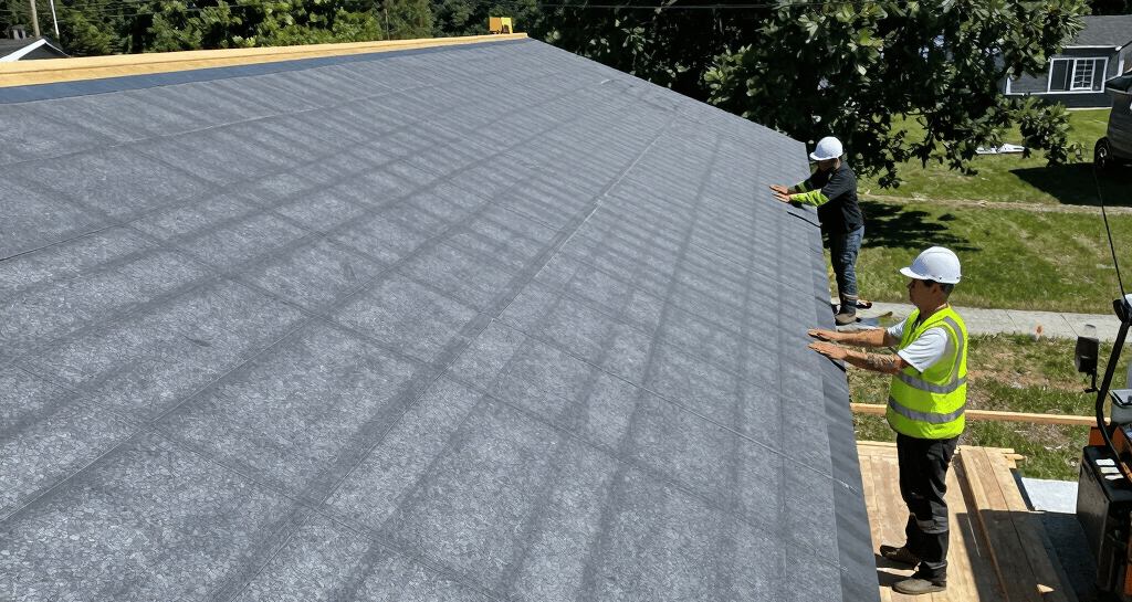 A beautifully maintained commercial building exterior with landscaping and fresh paint.