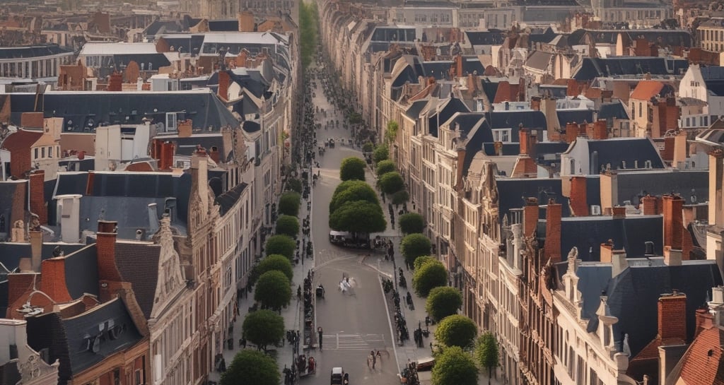  Illustration moderne d’une carte stylisée de Bruxelles vue de haut, avec plusieurs quartiers mis en