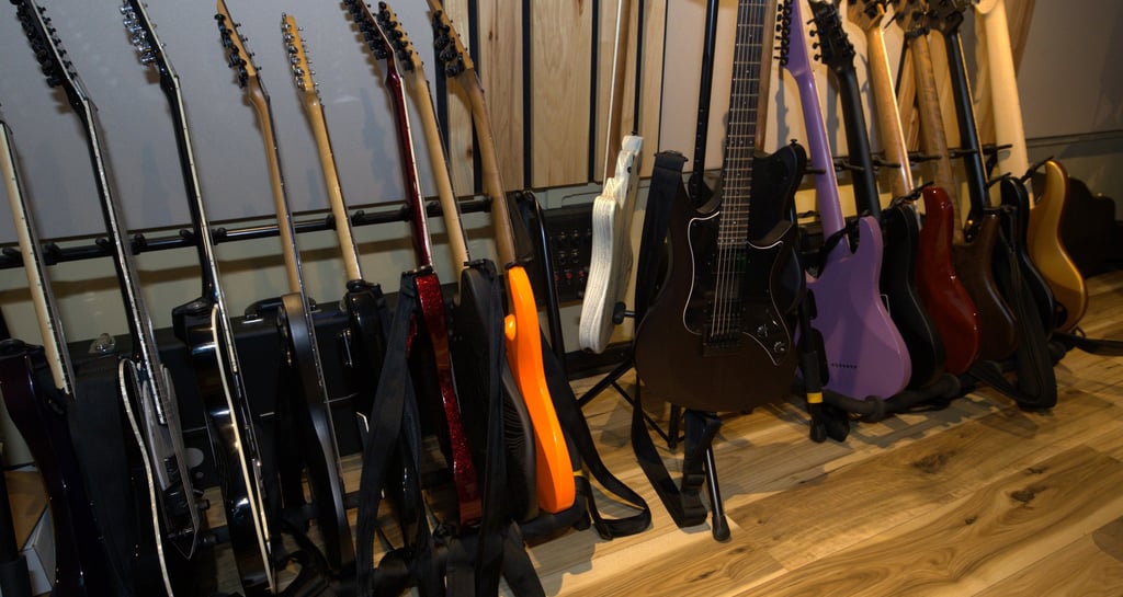 Guitar and Bass Collection at recording studio in Atlanta, GA