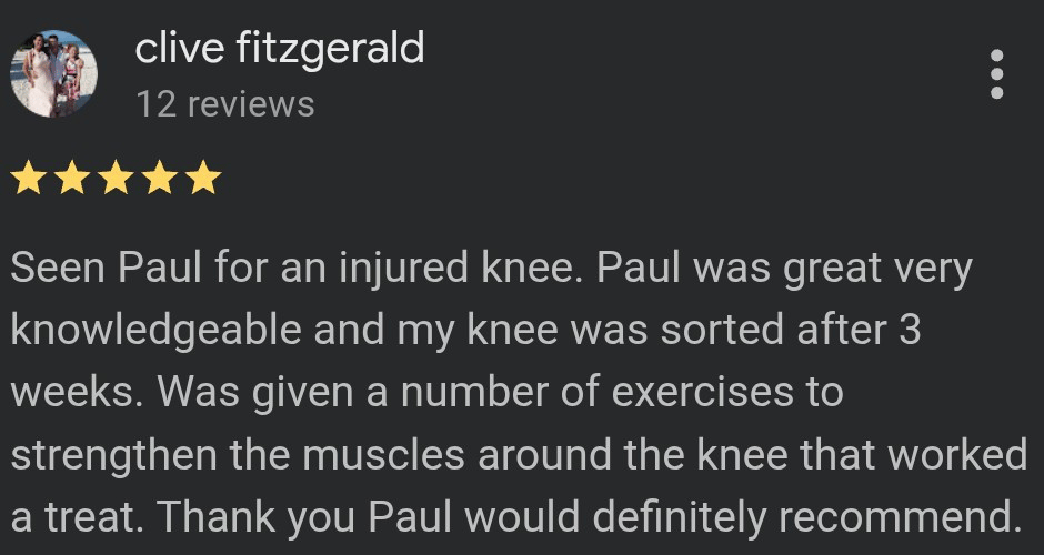 Physora Physio Google review for physiotherapy in Neath