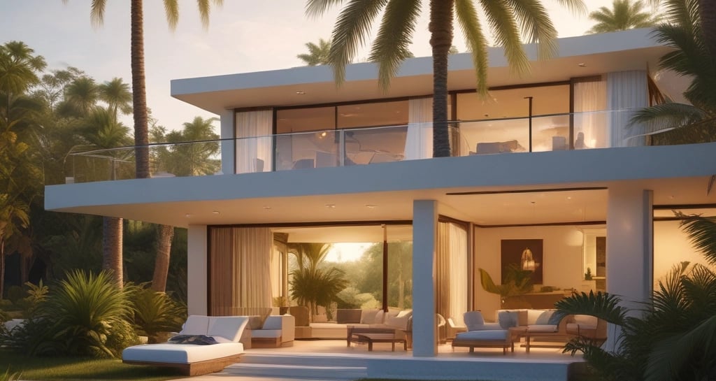 A commercial property featuring two buildings with metal roofs, situated in an industrial area. Several parked vehicles, including vans and cars, are seen near the buildings. The surroundings are well-maintained with greenery and clear weather with blue skies and clouds in the background.