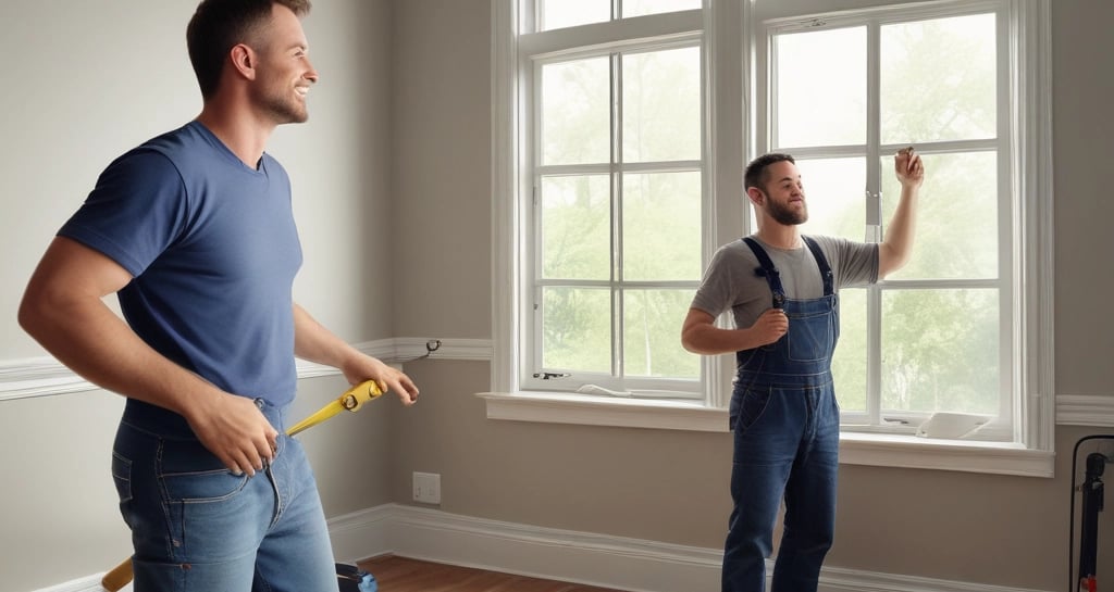 A collection of tools is arranged on a dark surface. An electric drill with the brand 'Hyper Tough' is visible alongside a claw hammer with a black handle. Three chisels of varying sizes, also branded 'Hyper Tough,' are aligned next to the hammer.