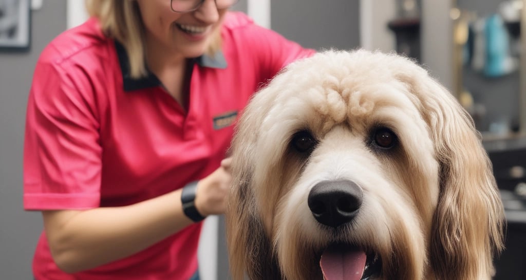Woman and shiba inu look at phone together.