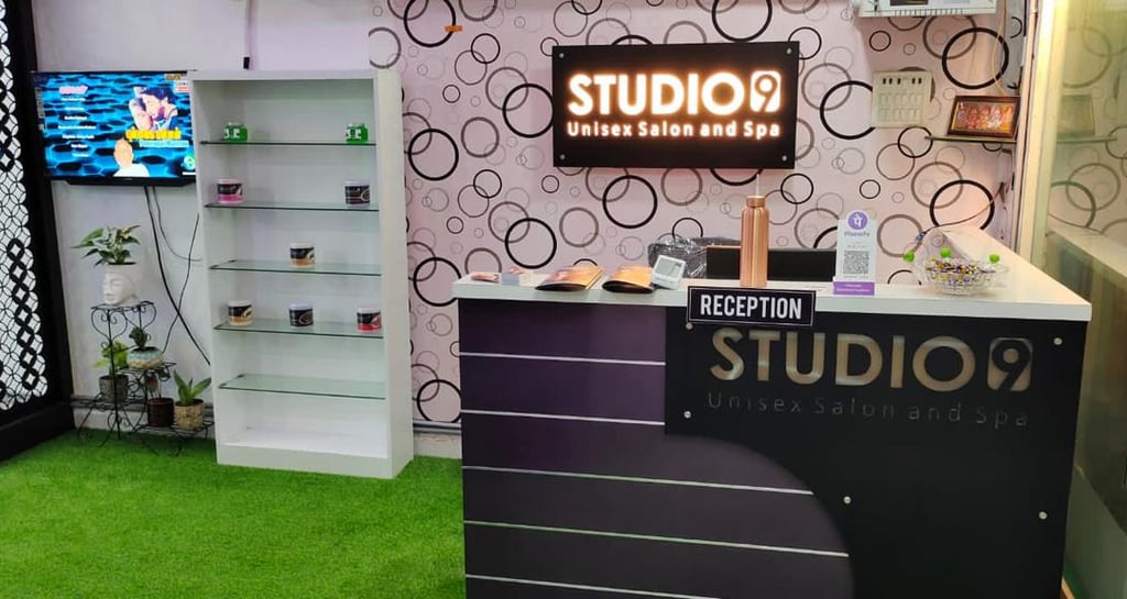 Professional hair styling at Studio 9 unisex salon in Ambattur Chennai