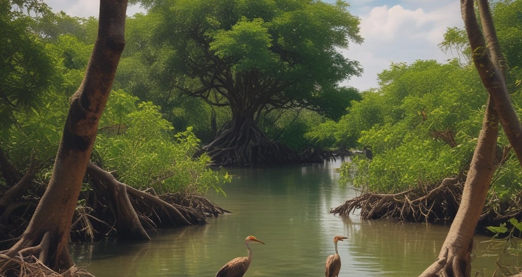 A serene therapy room bathed in warm Caribbean sunlight with tropical plants around