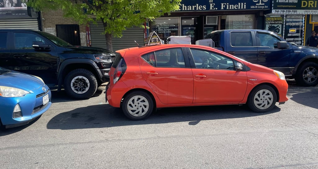 a car parked in front of a building