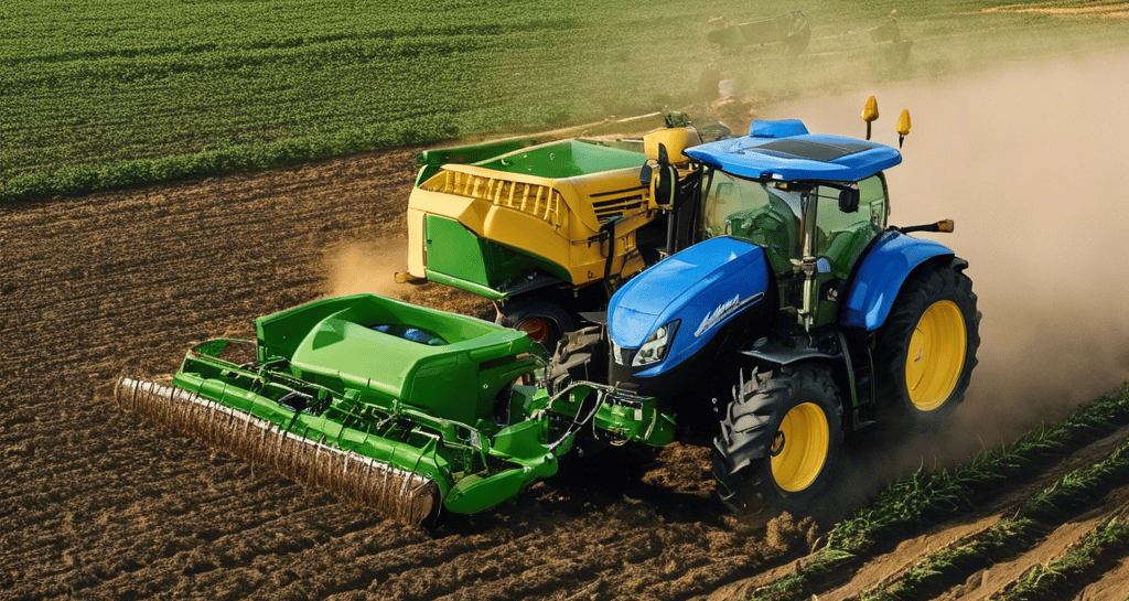 green and yellow tractor on brown field during daytime