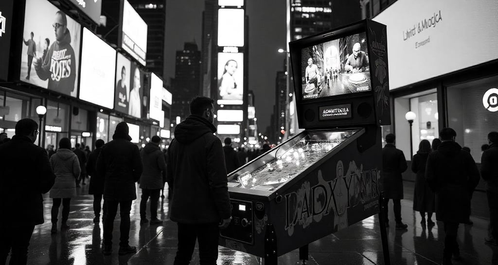 a man standing in front of a tv screen