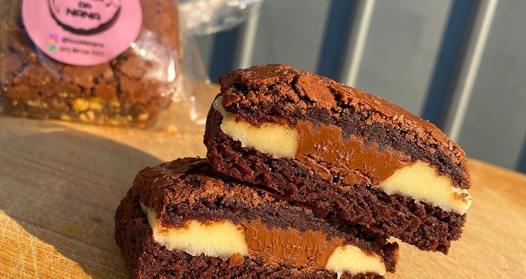 Brownie recheado com ninho e nutella