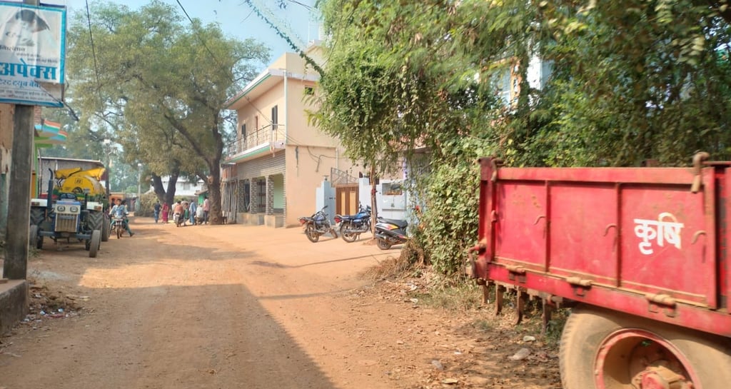 tractor stand on the street