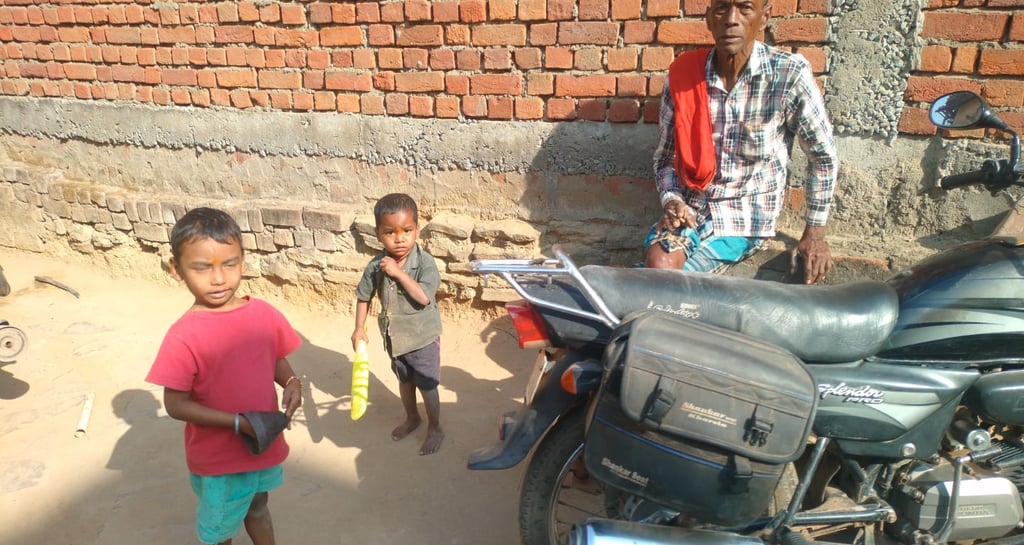 two child and a old man